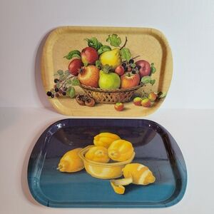 2 Wilscombe Wellington Melamine Trays Lemons and Fruits Persimmons, Apples +